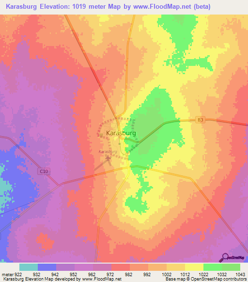 Karasburg,Namibia Elevation Map