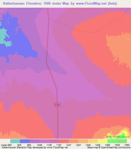 Kaltenhausen,Namibia Elevation Map