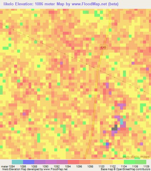 Iikelo,Namibia Elevation Map