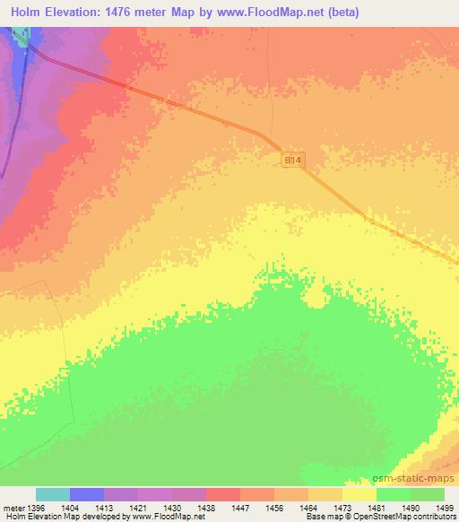 Holm,Namibia Elevation Map