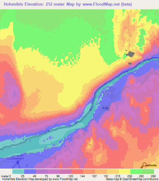 Hohenfels,Namibia Elevation Map