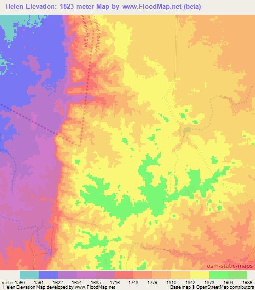 Helen,Namibia Elevation Map