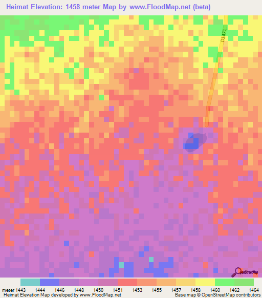 Heimat,Namibia Elevation Map