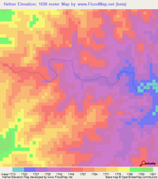 Hefner,Namibia Elevation Map