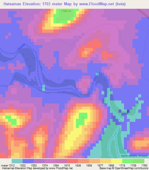 Hatsamas,Namibia Elevation Map