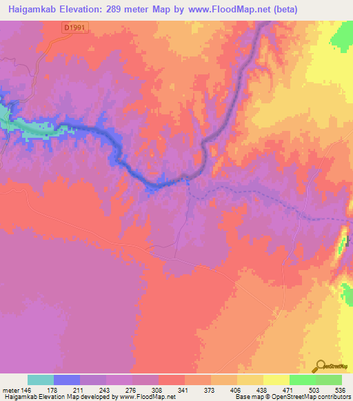 Haigamkab,Namibia Elevation Map