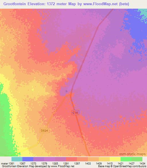 Grootfontein,Namibia Elevation Map