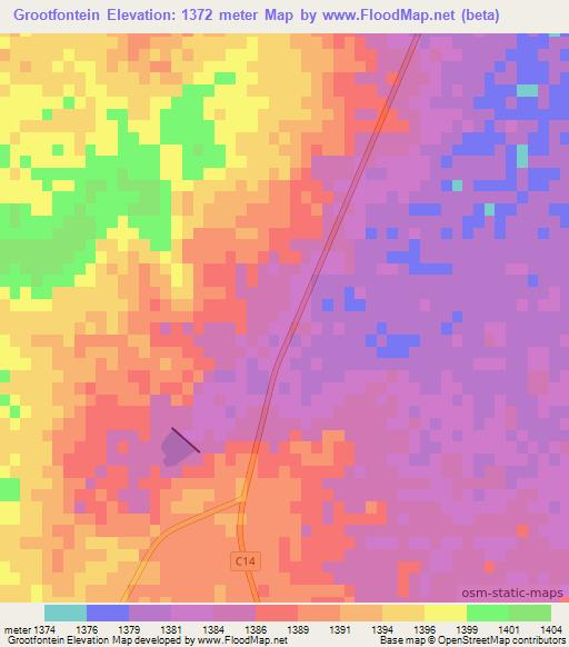Grootfontein,Namibia Elevation Map