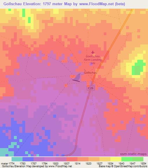 Gollschau,Namibia Elevation Map
