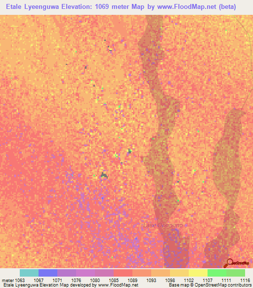 Etale Lyeenguwa,Namibia Elevation Map
