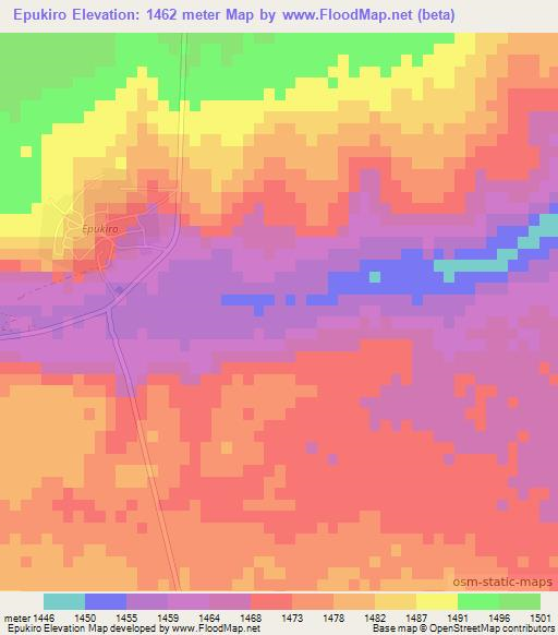 Epukiro,Namibia Elevation Map