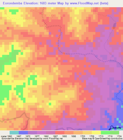 Eorondemba,Namibia Elevation Map