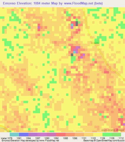 Emonso,Namibia Elevation Map
