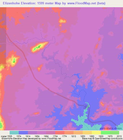 Elizenhohe,Namibia Elevation Map