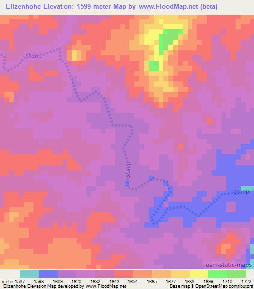 Elizenhohe,Namibia Elevation Map