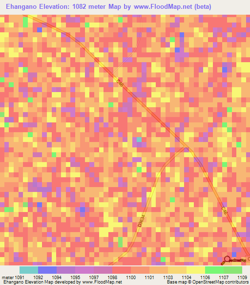Ehangano,Namibia Elevation Map