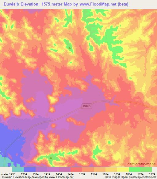 Duwisib,Namibia Elevation Map
