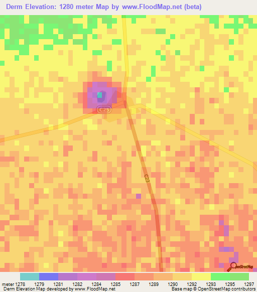 Derm,Namibia Elevation Map