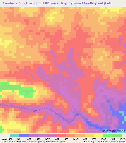 Cambells Aub,Namibia Elevation Map