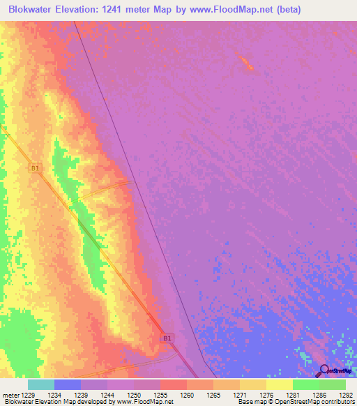 Blokwater,Namibia Elevation Map