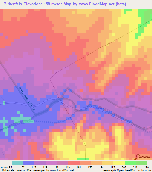 Birkenfels,Namibia Elevation Map