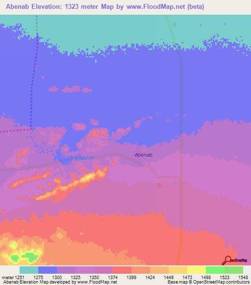 Abenab,Namibia Elevation Map