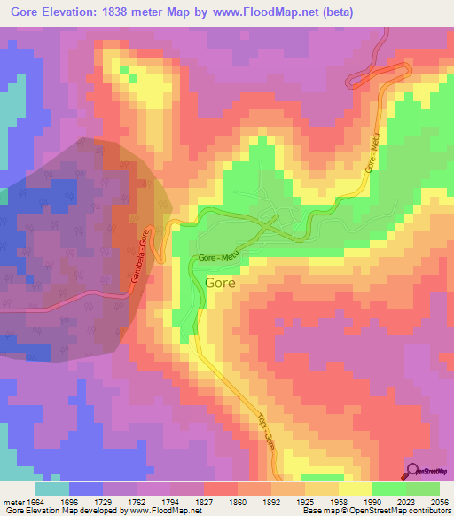 Gore,Ethiopia Elevation Map