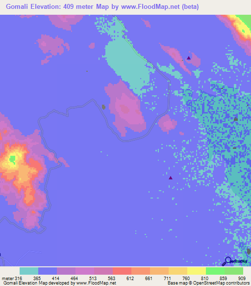 Gomali,Ethiopia Elevation Map