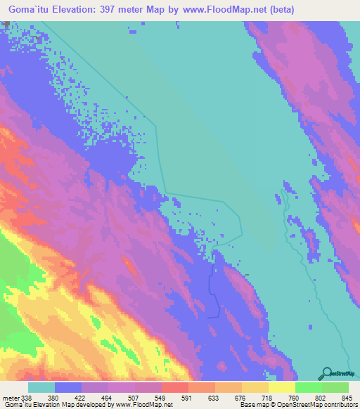 Goma`itu,Ethiopia Elevation Map