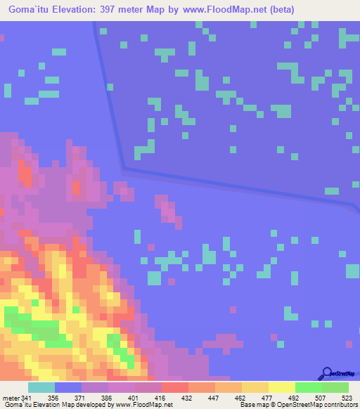 Goma`itu,Ethiopia Elevation Map