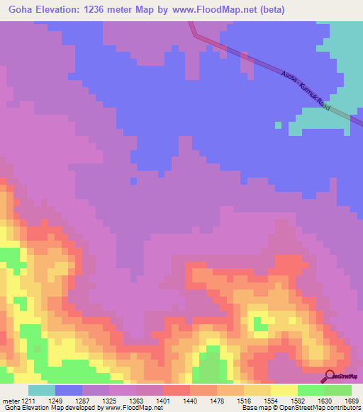 Goha,Ethiopia Elevation Map