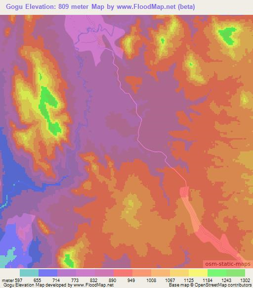 Gogu,Ethiopia Elevation Map