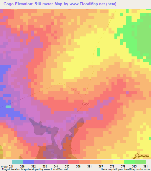 Gogo,Ethiopia Elevation Map