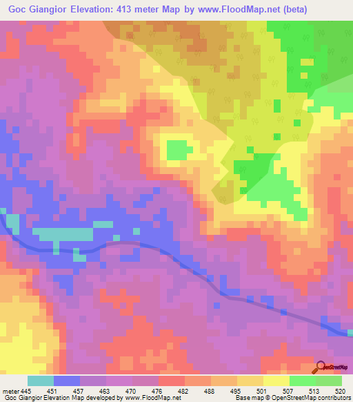 Goc Giangior,Ethiopia Elevation Map