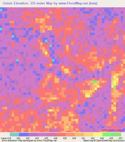 Gniuir,Ethiopia Elevation Map