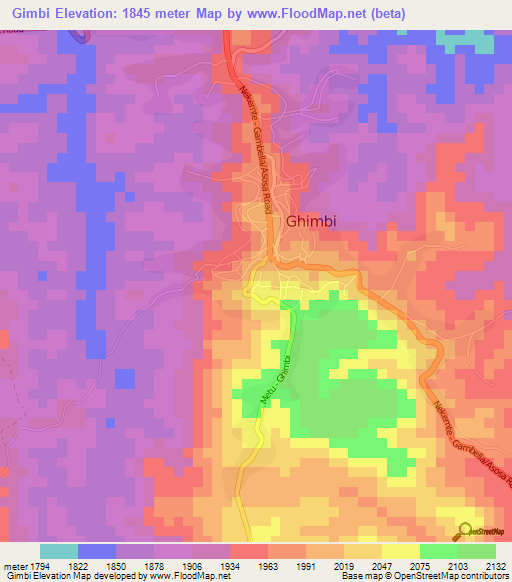 Gimbi,Ethiopia Elevation Map