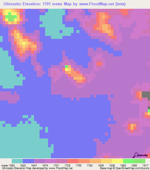 Ghinzebo,Eritrea Elevation Map