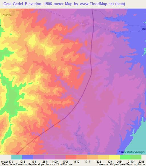 Geta Gedel,Ethiopia Elevation Map