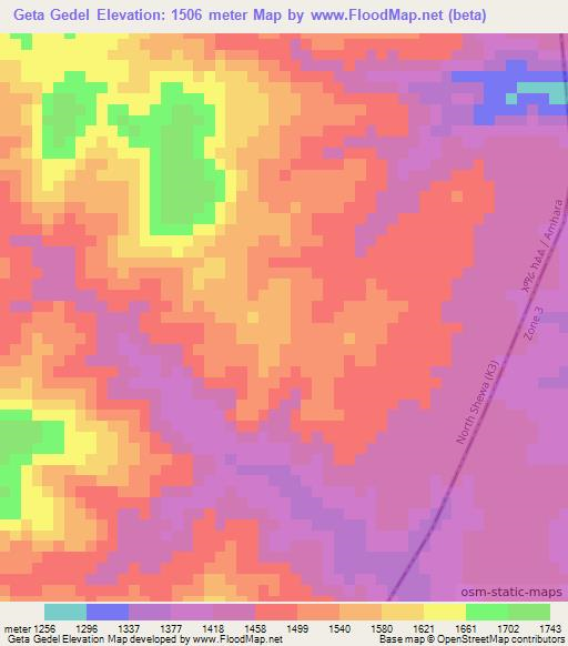 Geta Gedel,Ethiopia Elevation Map
