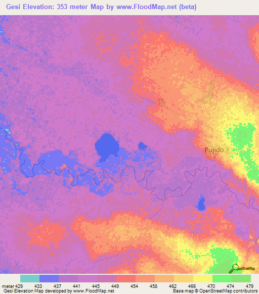 Gesi,Ethiopia Elevation Map