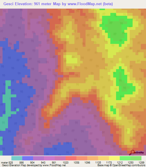 Gesci,Ethiopia Elevation Map