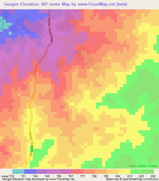 Gengen,Ethiopia Elevation Map