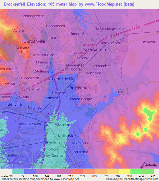 Brackenfell,South Africa Elevation Map