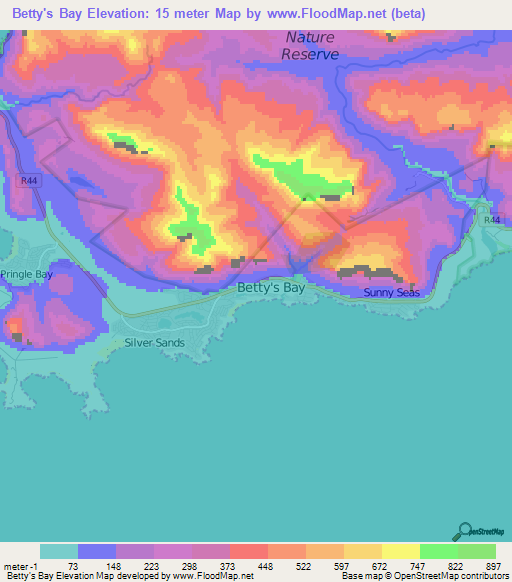 Betty's Bay,South Africa Elevation Map
