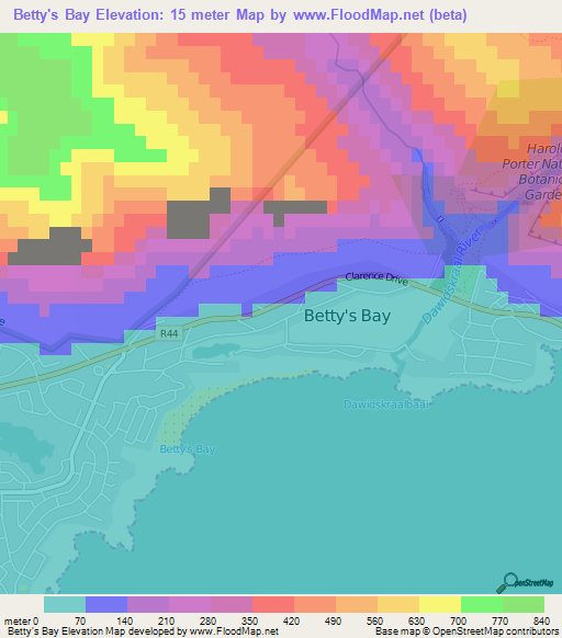 Betty's Bay,South Africa Elevation Map