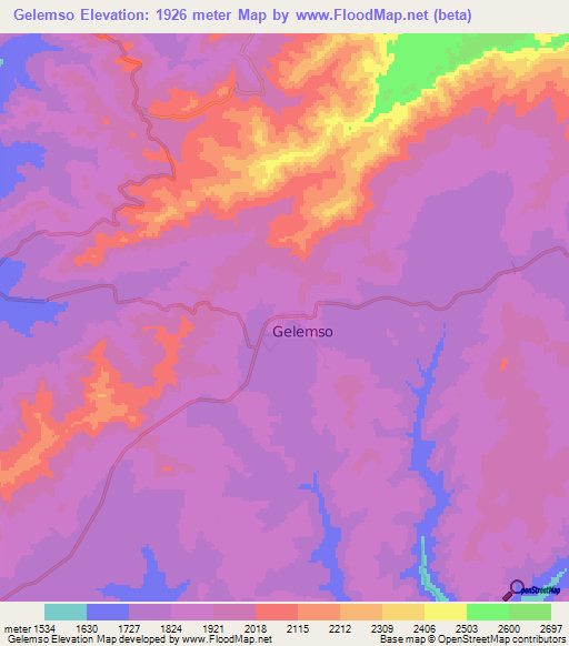 Gelemso,Ethiopia Elevation Map