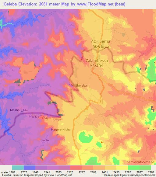 Geleba,Eritrea Elevation Map