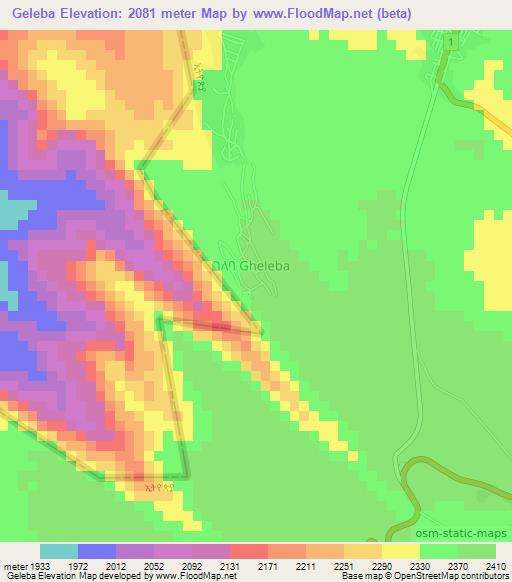 Geleba,Eritrea Elevation Map