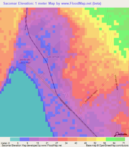 Sacomar,Angola Elevation Map