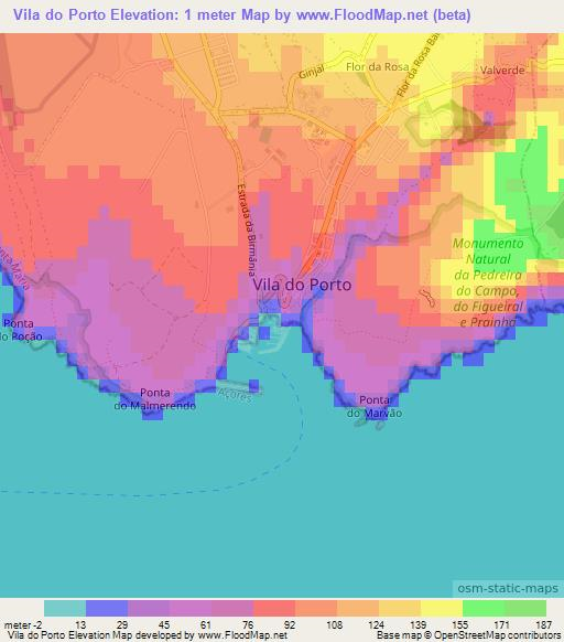 Vila do Porto,Portugal Elevation Map
